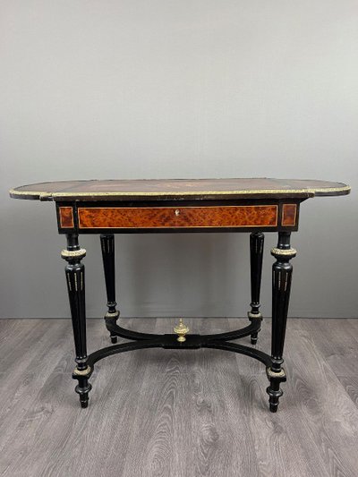 Table à Jeux Napoléon III En Bois D’amboine, XIXe Siècle
