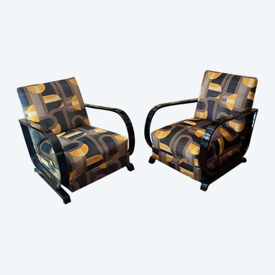 Coppia di poltrone Art Déco laccate, XX secolo 