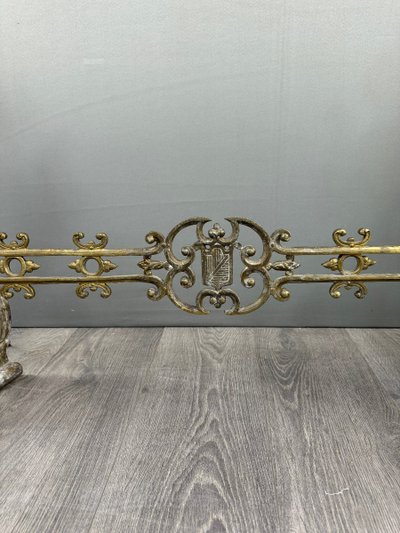 Pair De Chenets Anciens En Bronze Doré, Fin XIXe Siècle