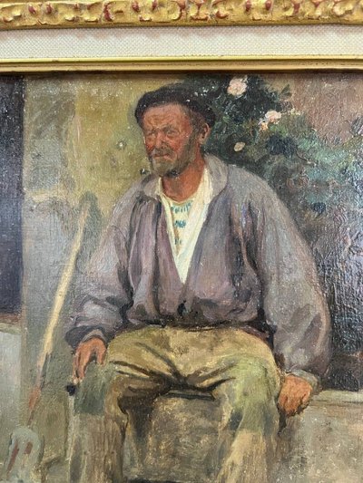 Porträt Öl Auf Holz, 20. Jahrhundert