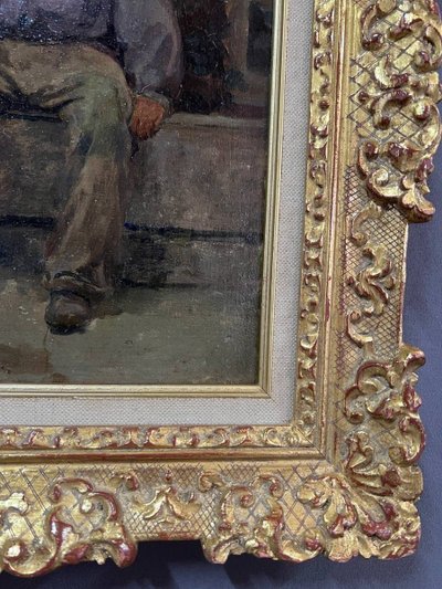 Porträt Öl Auf Holz, 20. Jahrhundert