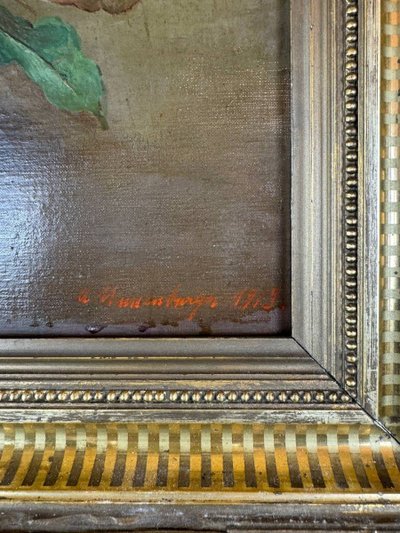 Olio su tela Natura morta floreale, Scuola francese, Parigi, inizio XX secolo