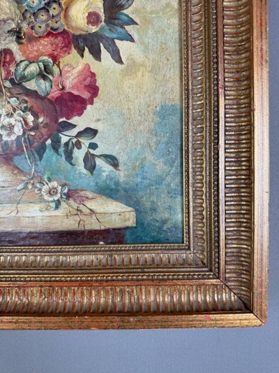 Tableau Huile Sur Toile Nature Morte Florale, Londres, XIXe Siècle