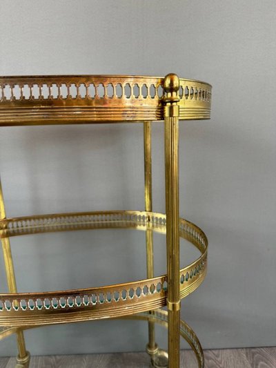 Table, Bar Roulant, Chariot De Service En Laiton Doré, Années 1960, XXe Siècle