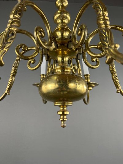 Lustre En Laiton Doré, Style Classique, XXe Siècle