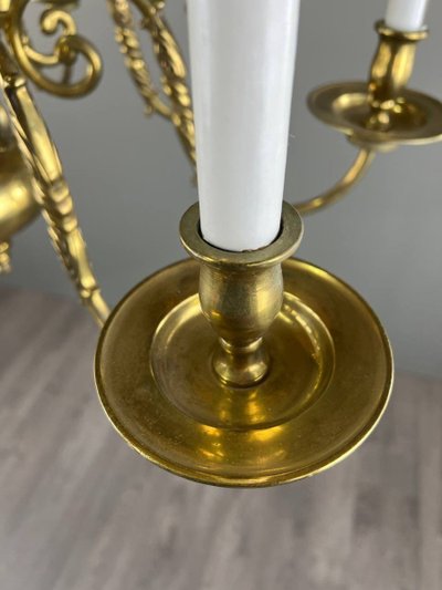 Lustre En Laiton Doré, Style Classique, XXe Siècle