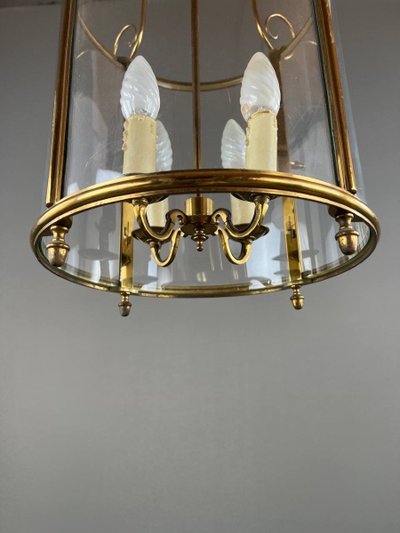 Lanterne En Laiton Doré Et Verre, Style Classique, XXe Siècle