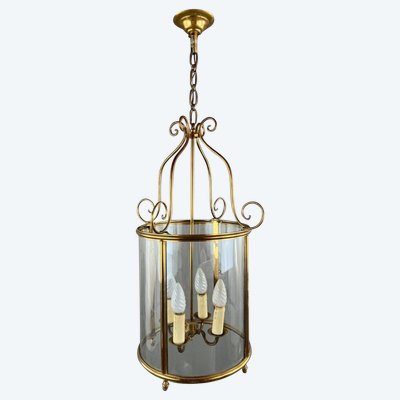 Lanterne En Laiton Doré Et Verre, Style Classique, XXe Siècle