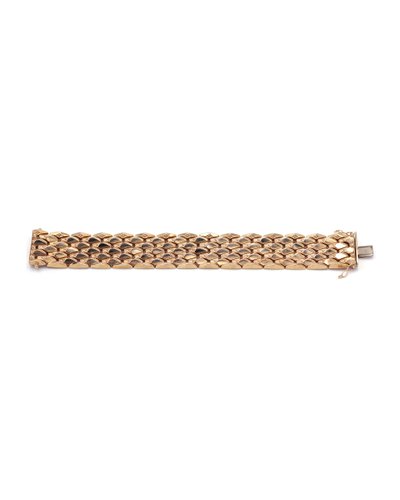 Bracciale a fascia larga retrò in oro 18k, sfaccettato, bracciale a fascia, gioielli italiani
