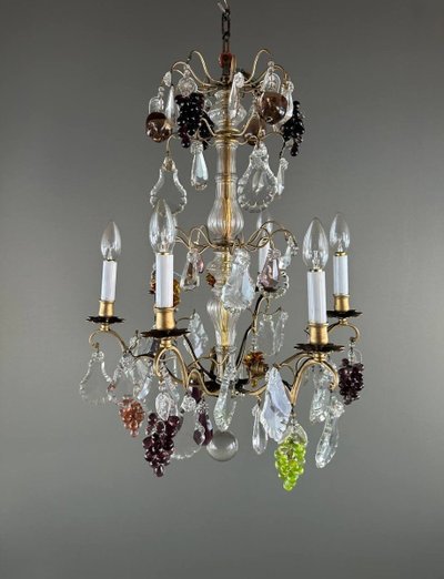 Lampadario in cristallo e a sospensione, inizio XX secolo