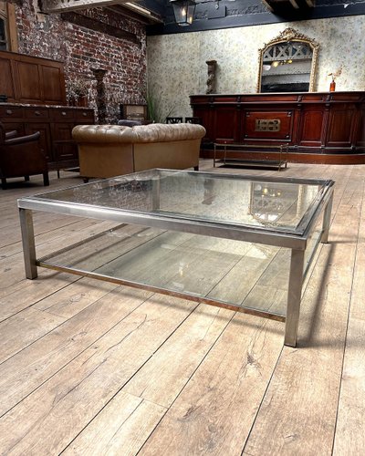Romeo Rega square chrome coffee table