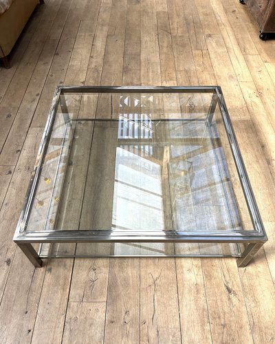 Romeo Rega square chrome coffee table