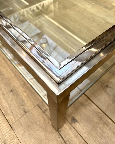 Romeo Rega square chrome coffee table