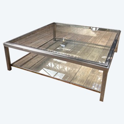 Romeo Rega square chrome coffee table