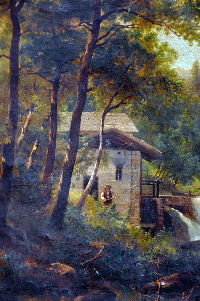 Olio su tela paesaggio montano metà XIX secolo