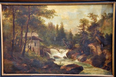 Olio su tela paesaggio montano metà XIX secolo