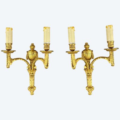 Paire D’appliques En Bronze Doré, Maison Baguès, Style Louis XVI, XXe Siècle