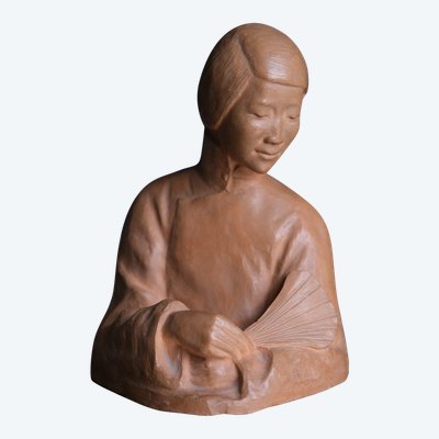 Terracotta Bust by Gaston Hauchécorne (1880-1945), Early 20th Century