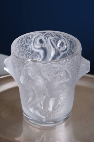 Lalique Crystal Champagne Bucket “Ganymede” Vase, 20th Century