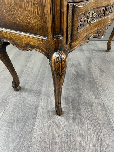 Secretaire in legno intagliato, stile Luigi XV, inizio XX secolo
