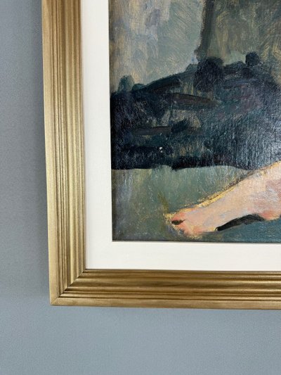 Ölgemälde auf Leinwand, Sitzender Akt, Französische Schule, frühes 20. Jahrhundert