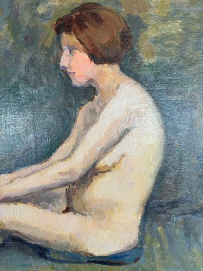 Ölgemälde auf Leinwand, Sitzender Akt, Französische Schule, frühes 20. Jahrhundert