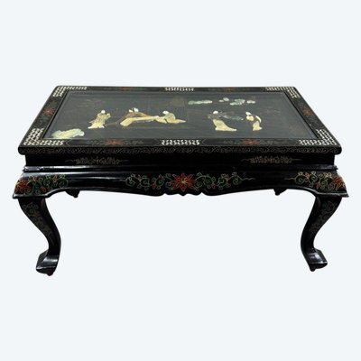 Table Basse Chinoise Laquée Et Incrustée, XXe Siècle
