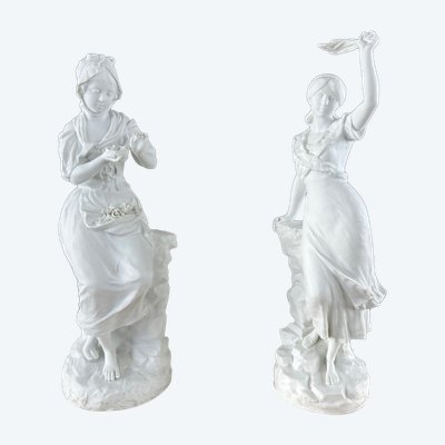 Paire De Sculptures En Biscuit, Signées G. Lévy (1820-1899), XIXe Siècle