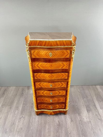 Secrétaire à Abattant En Marqueterie, Style Louis XV, XIXe Siècle