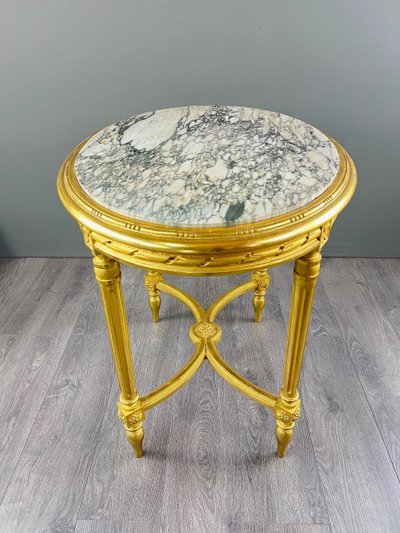 Table Guéridon En Bois Doré, Style Louis XVI, XIXe Siècle