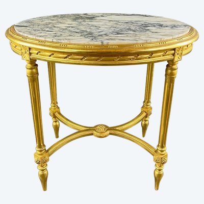 Table Guéridon En Bois Doré, Style Louis XVI, XIXe Siècle
