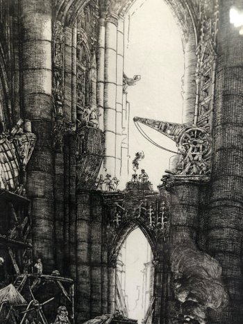 Etching with the Burin Bâtir Numbered, Dated 1989 and Signed Philippe Mohlitz (1941 - 2019)