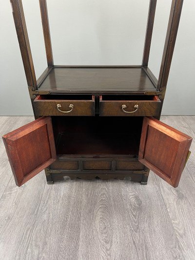 Etagère Cabinet Asiatique En Bois Et Laiton, Fin XIXe / Début XXe