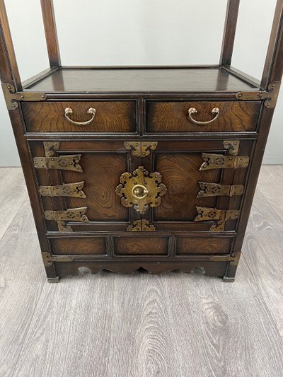 Etagère Cabinet Asiatique En Bois Et Laiton, Fin XIXe / Début XXe
