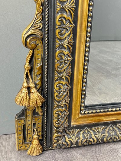 Grand Miroir à Fronton En Bois Sculpté Et Doré, Style Napoléon III