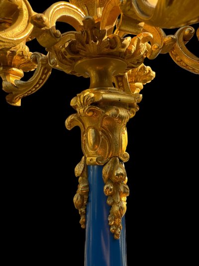 Coppia di candelabri in bronzo a 6 luci, XIX secolo, periodo Napoleone III 