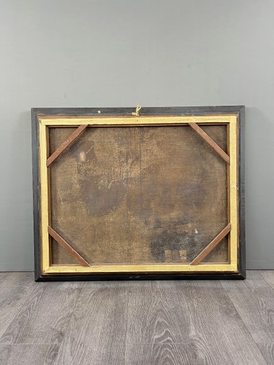 Dipinto ad olio su tela, scena di genere, scuola fiamminga, XVIII secolo