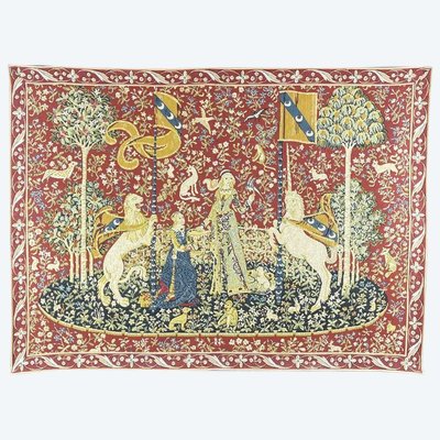 Tapestry "The Lady and the Unicorn" Medieval Style, 20th Century