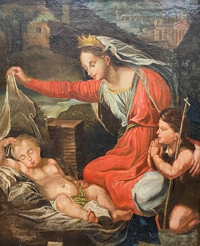 Italienische Schule 17. Jahrhundert - Geburt Christi - Öl auf Leinwand