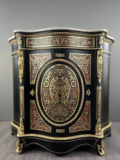 Paar Boulle-Möbelschränke mit Intarsienarbeit, Epoche Napoleon III