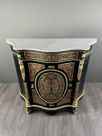 Paar Boulle-Möbelschränke mit Intarsienarbeit, Epoche Napoleon III