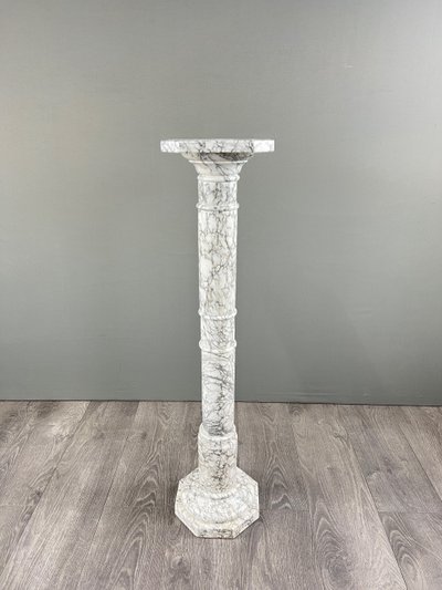 White Veined Marble Column, 20th Century
