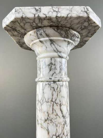 White Veined Marble Column, 20th Century