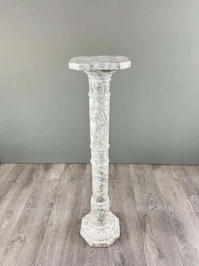 White Veined Marble Column, 20th Century