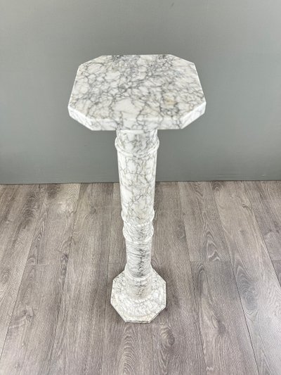 White Veined Marble Column, 20th Century