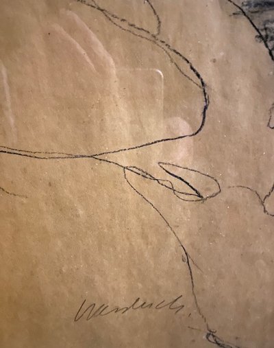 Claude WEISBUCH (1927-2014) - The Violinist - Charcoal Drawing - Exceptional Size