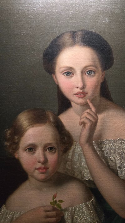 Large Portrait of Children, Oil on Canvas, Napoleon III period.