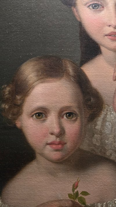 Large Portrait of Children, Oil on Canvas, Napoleon III period.