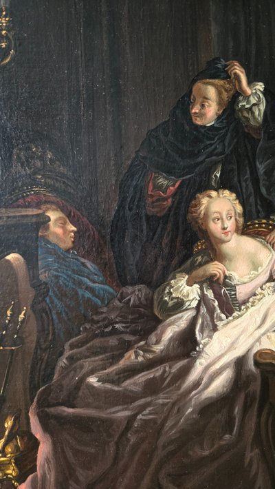 “After the Ball”, Oil on canvas by a follower of J.f. De Troy.