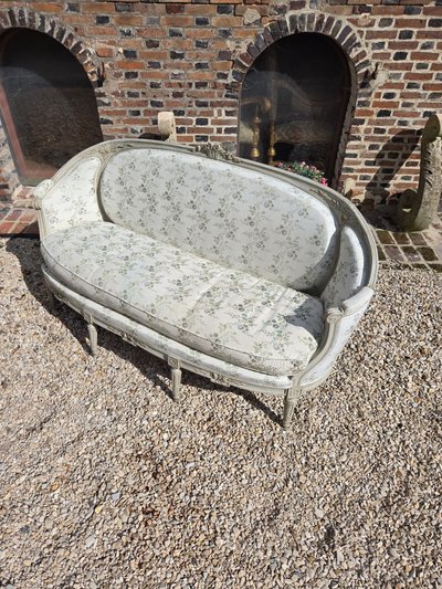 Louis XVI Period Sofa, Ottoman